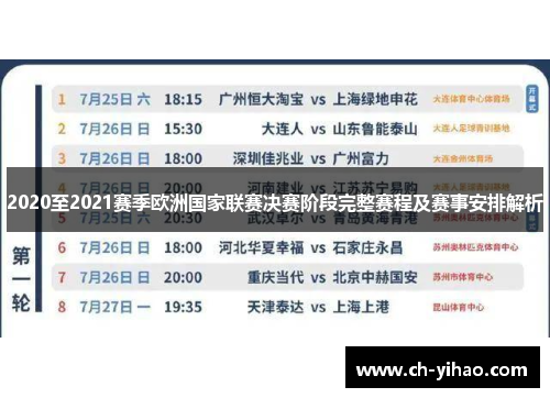 2020至2021赛季欧洲国家联赛决赛阶段完整赛程及赛事安排解析